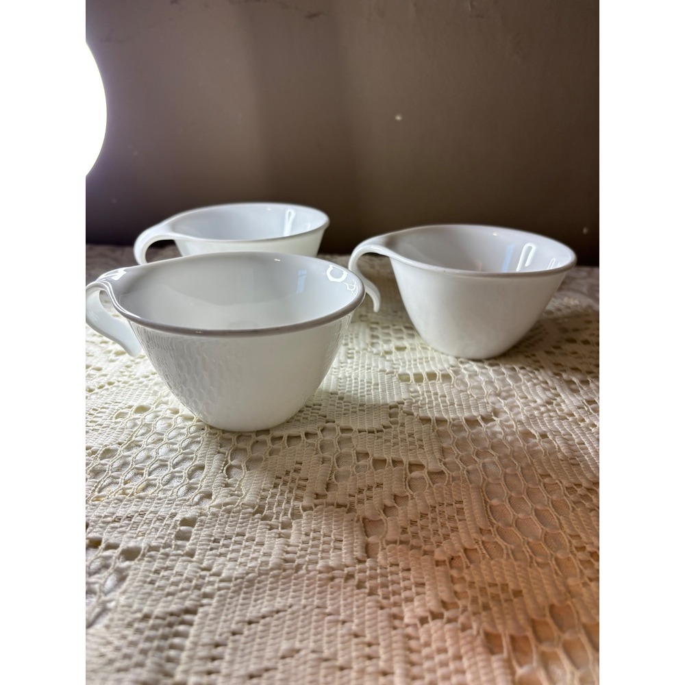Corelle Winter Frost White Coffee Cups Set of 3 hook Handle Mid Century Modern - Picture 7 of 14